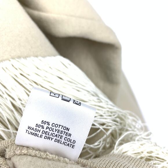 Collina Strada Fringe Sweatshirt Womens Size Small Crewneck Sand Beige - Picture 8 of 8